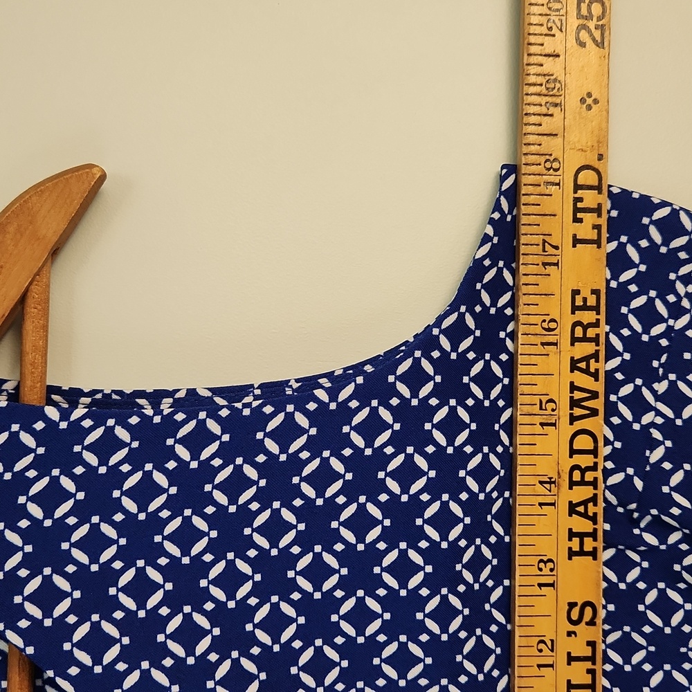 Mario Serrani Blue Geometric Print Sheath Dress - Picture 7 of 10